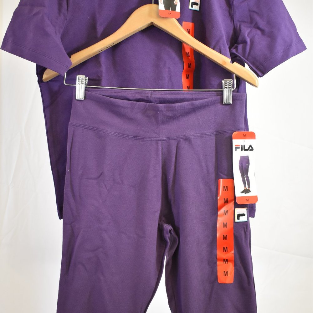 Womens Purple Fila T-shirt and Leggings set